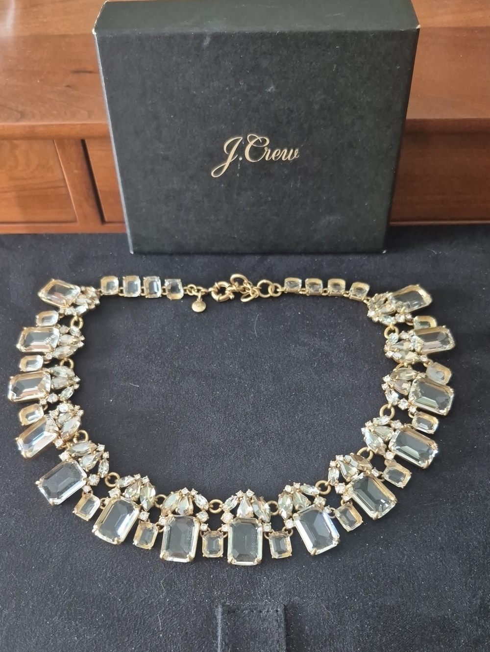 J. Crew Gold and Clear Crystal Statement Collar Necklace